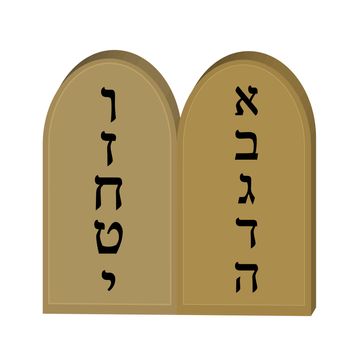 Tablets Jewish from 10 commandments icon, flat, cartoon style. Jewish religious holiday Shavuot, concept. Isolated on white background. illustration, clip-art