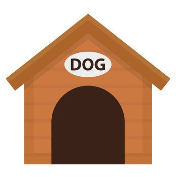 Doghouse icon, flat, cartoon style. Wooden house isolated on white background. illustration, clip-art