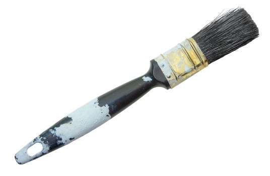 A Grungy Old Paint Brush Covered In White Paint