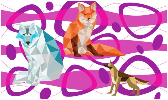 animals made up of different type of Triangles on art background