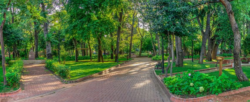 Canakkale, Turkey - 07.23.2019.  Public Garden of Canakkale in Turkey on a sunny summer morning