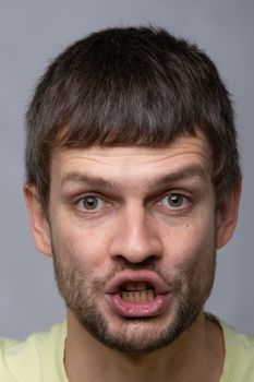 Closeup portrait of a talking man of European appearance