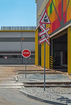 Railroad crossing entering the metallurgical electro furnace plant.