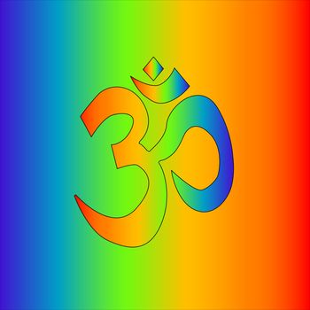 The symbol for 'OM' as a rainbow as used by some eastern cultures.