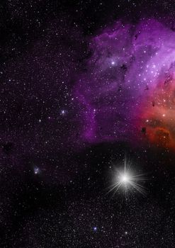 Far being shone nebula and star field against space. Elements of this image furnished by NASA . 3D rendering.