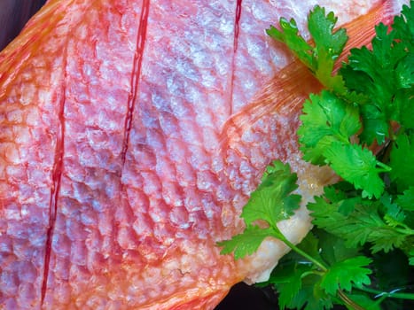 Fresh fish frosted raw food ingredient, Prepare to cooking