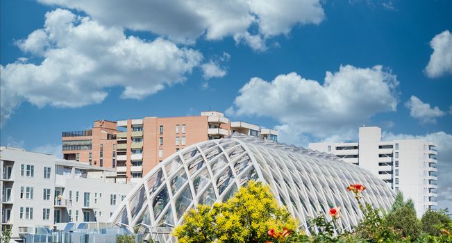 Modern architecture and classic condos in Denver beyond botanical garden