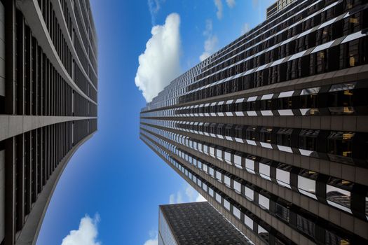 Chicago Skyscrapers into Cloudy Skies