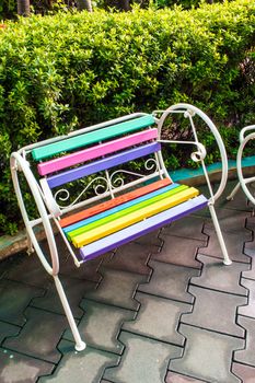 Colorful chair in the outdoor garden