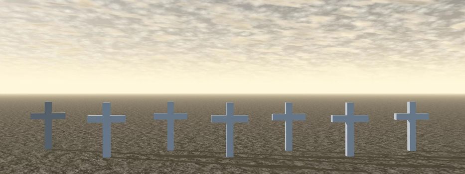 cross on clouds background and sky - 3D rendering