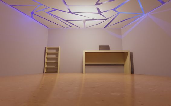 3d render modern empty room for work remotely