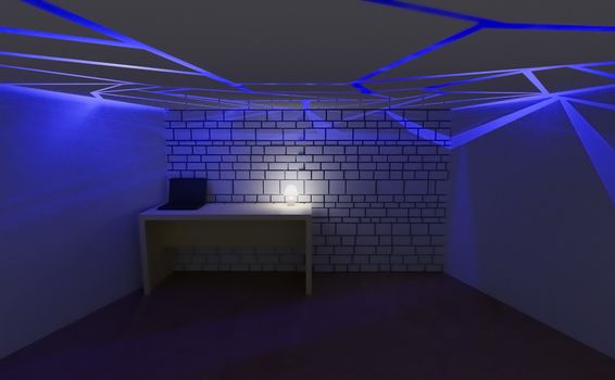 3d render modern empty room for work remotely