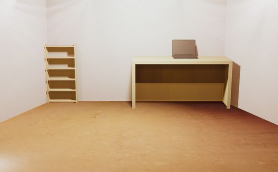 3d render modern empty room for work remotely