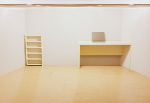3d render modern empty room for work remotely