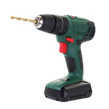 A power drill screwdriver isolated on white with clipping path