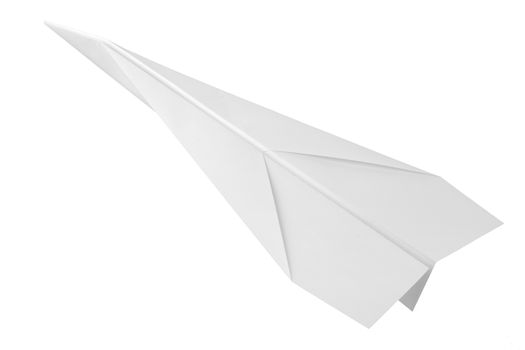 A white paper dart plane from above isolated on white with clipping path