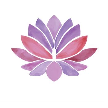 Hand-drawn Watercolor lotus flower pink on white background. Decorative flower illustration. 