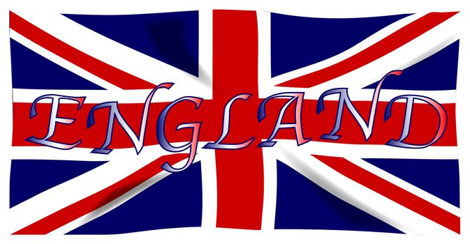 The British Union Flag, or Union Jack (when used on board ship), with the word ENGLAND in original editable text.