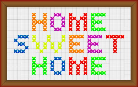 A cross stitch home sweet home with frame border