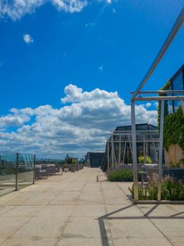 Concrete Terrace on roof at sunny cloudy day