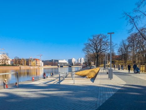 Boulevard in Wroclaw city at sunny day