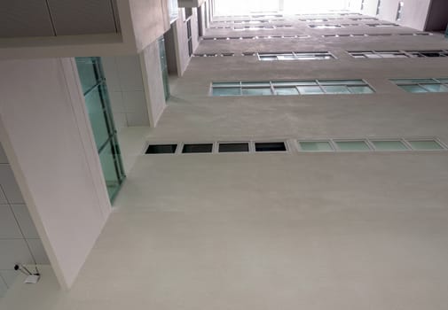 A Low vantage point in hall the high rise building, Looking up to the Daylight from the clerestory on the top of the building