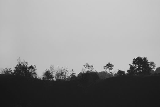 Morning view and the mountain range in the countryside