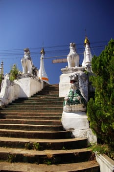 The hilltop monastery of Wat Phra That Doi Kong Mu, Mea-Hong-Son, Thailand.