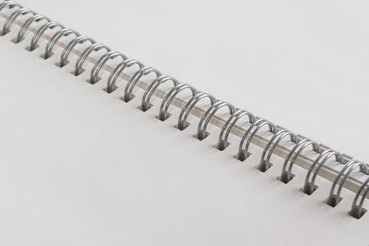 the metallic spiral of a notebook