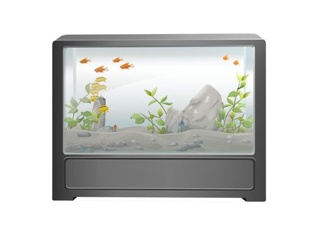 beautiful colors aquarium on white background - 3d rendering