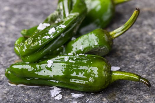 green pimientos de padron with sea salt