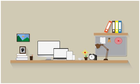 room illustration with mock up electronic devices