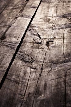 background or texture Detail of an old brown wooden table