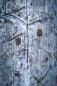 abstract background or texture detail of old wooden board with nails