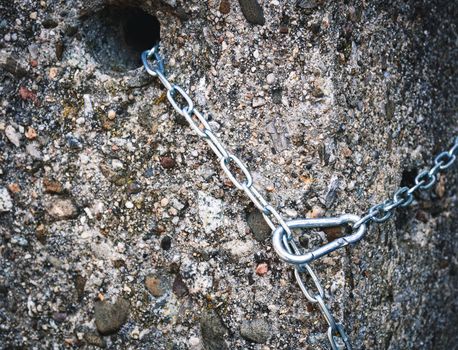 abstract background tied chain concrete block