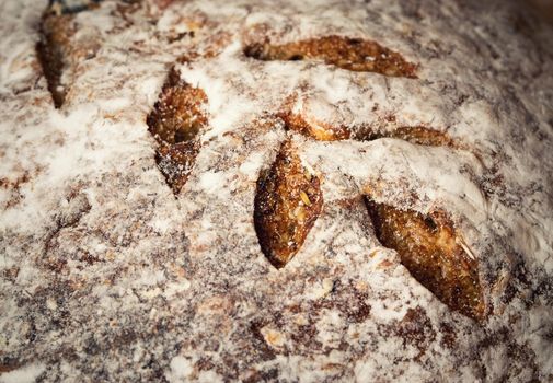 deatil food background or texture crust baking sourdough bread