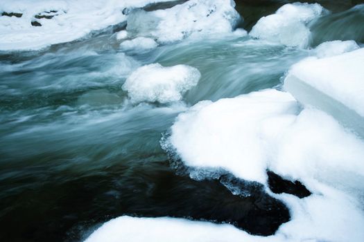 seasonal nature background winter rapids in a small river