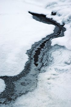 nature seasonal background abstract figural shape on a frozen river