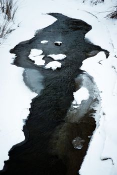 nature seasonal background abstract figural shape on a frozen river