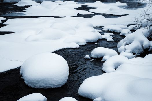 seasonal nature background detail winter snowy small river