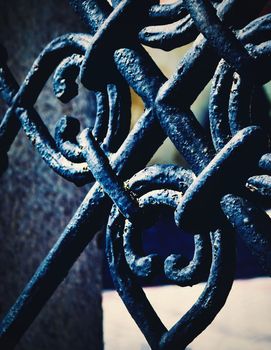 abstract background detail black iron forged gate