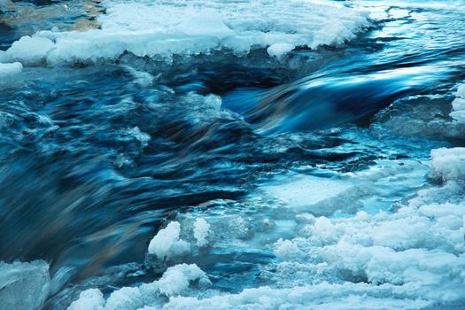 nature landscape Detail of winter frozen river