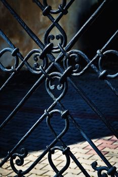 abstract background detail black iron forged gate