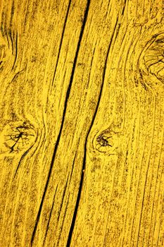 background or texture detail of an old yellow painted wood board