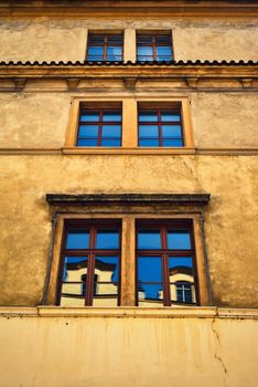 background Windows on an old historical building up