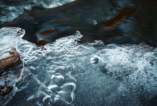 nature background or texture Detail of the river in winter with ice