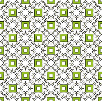 doodle draw textile and paper square green pattern