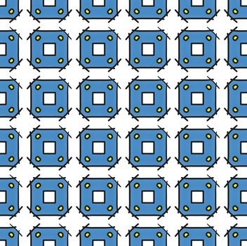 doodle draw textile and paper square blue pattern