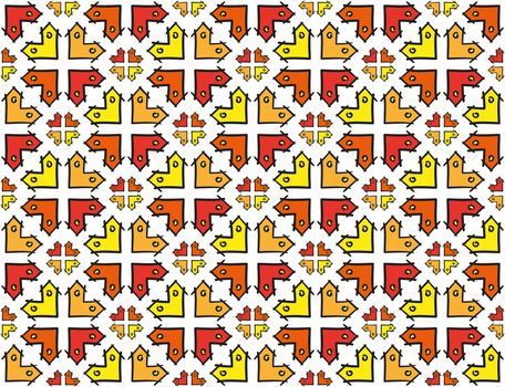 abstract illustration cheerful colorful cross textile pattern