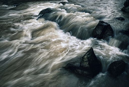 nature seasonal background dark evening wild river